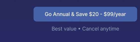 Go Annual and Save Twenty Dollars - ninty nine per year.